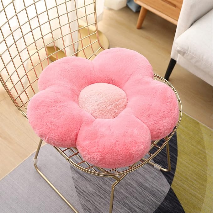 YILANLAN Cute Flower Cushion Plush Floor Pillow Casual Comfortable Pillow Office Living Room Bed Decoration Cushion Simple Room Decoration (40cm, Red)
