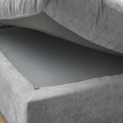 JACH Modern Ottoman Seater for Living Room, Cushion Covers Removable, Minimalist Footstool, Breathable Ottomans for Living Room, Apartment (Light Grey)