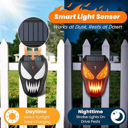 Solar Nocturnal Animal Repellent Outdoor, Waterproof Coyote Deterrent Devices with Predator Lights, Deer Repellent Devices - Repel Skunk Raccoon Opossum Fox Owl Hawk for Yard Garden Farm Chicken Coop