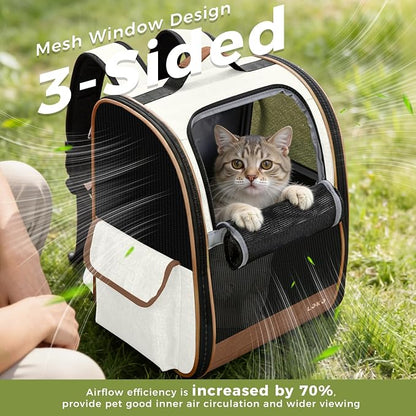Lekereise Cat Backpack Carriers, Dog Carrier Backpacks with Breathable Mesh for Small Medium Large Cats Dogs Puppy Up to 25 Lbs, Pet Foldable Carrying Backpack Ventilated for Travel Hiking Collapsible