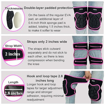 Working Knee Pads for Men Women, Thick Foam Kneepads for Gardening House Cleaning, Safety Knee Pad for Mechanic Carpenter Painter, Soft Lightweight Pink Knee Cushion for Adult, Rose Red M (1 Pair)