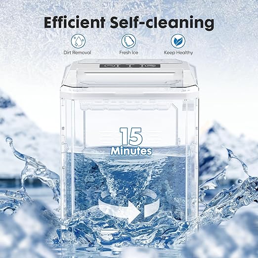 Sweetcrispy Countertop Ice Maker, Portable Ice Machine Self-Cleaning, 9 Cubes