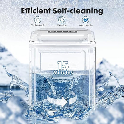 Sweetcrispy Countertop Ice Maker, Portable Ice Machine Self-Cleaning, 9 Cubes