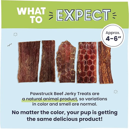 Pawstruck Premium Beef Jerky Dog Treat Chews, 4"-6" Strips – Hip & Joint Health, Naturally Rich in Glucosamine & Chondroitin, No Added Preservatives – 15 Count