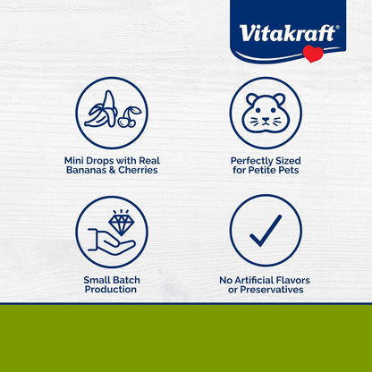 Vitakraft Drops Mini Banana and Cherry Flavor Dwarf Hamster Rat and Mouse Treat 2.5 oz