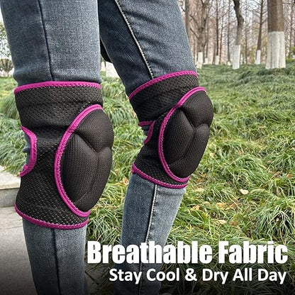 Garden Knee Pads for Working, Kneeling Pad for Cleaning, Flooring, Mechanic Work – with Adjustable Straps and Soft Foam Cushion, Protective Kneepads for Men, Women, Elderly for Christmas – Pink L
