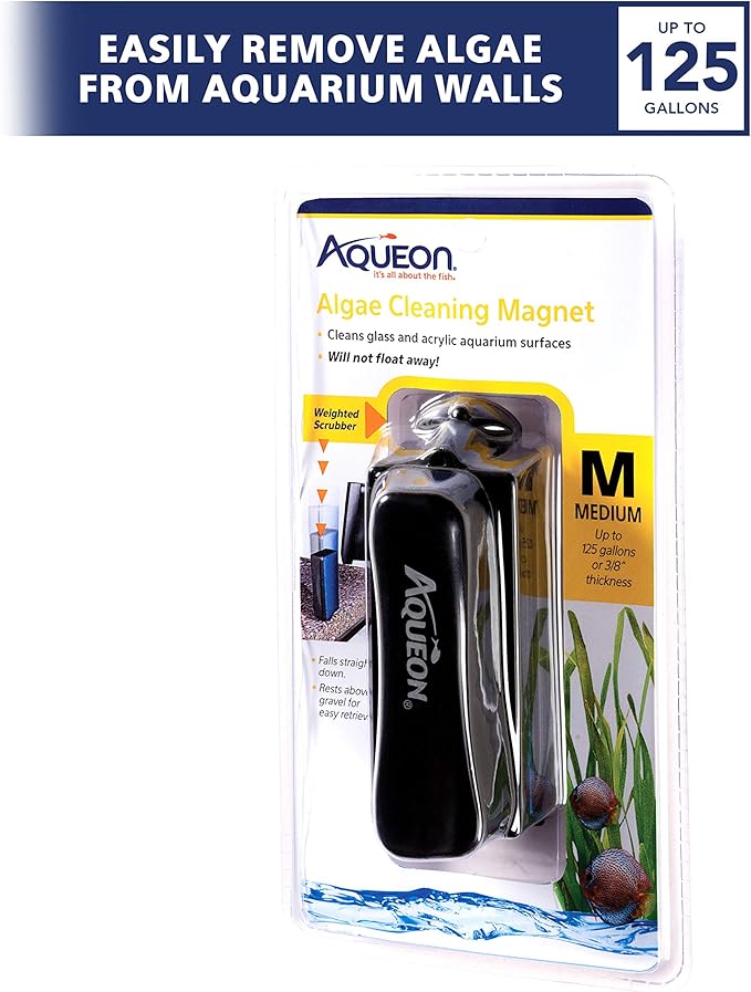 Aqueon Aquarium Algae Scraper, Fish Tank Cleaning Magnets for Glass/Acrylic, Medium