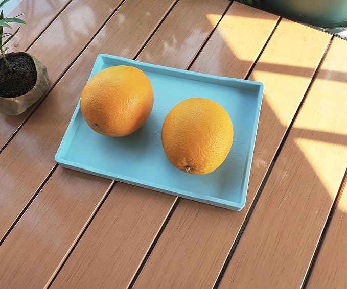 Small Blue Mini Serving Tray (8.5 x 6.3 inch) for Serving Accessory, Spa, Coffee, Drinks, Wine, Tea, Bar, Party, Seasoning, Perfume or Display Use.