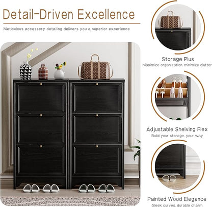 Chogori 3-Tier Shoe Cabinet – Solid Wood Entryway Shoe Storage Organizer