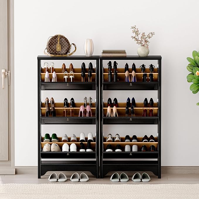 Chogori 3-Tier Shoe Cabinet – Solid Wood Entryway Shoe Storage Organizer