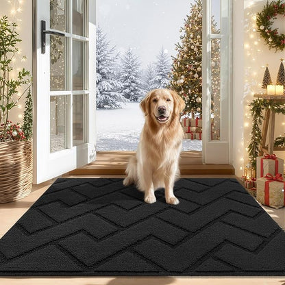 hicorfe Indoor Door Mat,Non Slip Door Mats,32"x48" Front Back Door Mat Rubber Backing,Absorbent Resist Dirt Entrance Inside Floor Mats for Entryway Washable Low-Profile(Charcoal)