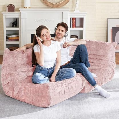 HABUTWAY Bean Bag Chair, Memory Foam Bean Bag Chairs for Adults, Fireside Corner Chair Lazy Floor Corner Sofa for Living Room, Bedroom, Dorm, Office (Pink)