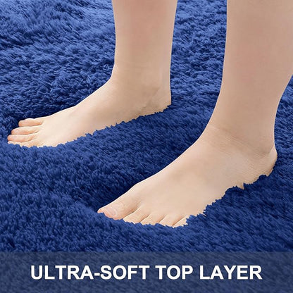 OLANLY 8x10 Machine Washable Large Area Rugs for Living Room, Bedroom, Soft Fluffy Shaggy Bedside Rug, Indoor Floor Carpet for Kids Girls and Boys, Dorms, Nursery, Home Decor Aesthetic, Navy Blue