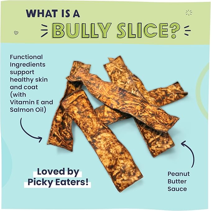 Pawstruck Bully Slices Premium Rawhide Chew Sticks, Peanut Butter Flavor - Low Fat, High Protein, Long-Lasting Treat for Dogs - No Artificial Ingredients - 1 lb Bag - Packaging May Vary