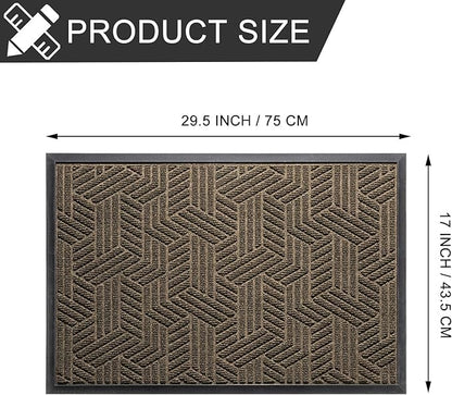 XADP Front Door Mat 29.5"x17" Indoors Outdoors Welcome Mats, Waterproof Non-Slip Rubber Backing Heavy Duty Doormat Outside Entrance, Low Profile Entryway Rugs Floor Mat for Patio, Pattern B Brown