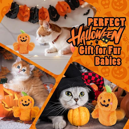 Halloween Catnip Toys, Flapping Pumpkin Catnip Toy, Interactive Kitten Exercise Toys for All Cat Breeds Play Alone, Never Boredom