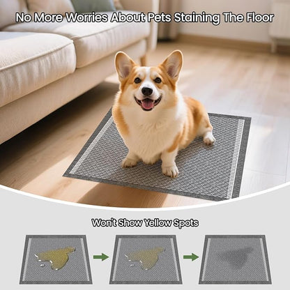 Charcoal Small Puppy Pads Pee Pads for Dogs 22"x22" 100 Count | Disposable Activated Carbon Super Absorbent Full Edge-Wrapping Pee Pads Odor-Control Training Pads for Doggie Cats Rabbits