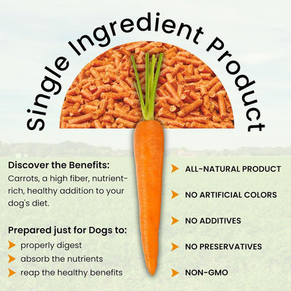 Olewo Original Carrots for Dogs – Fiber for Perfect Poop, Dehydrated Dog Food Toppers for Picky Eaters, Natural Skin & Coat Support, Multivitamin, Probiotics for Digestive & Gut Health, 2.2 lbs