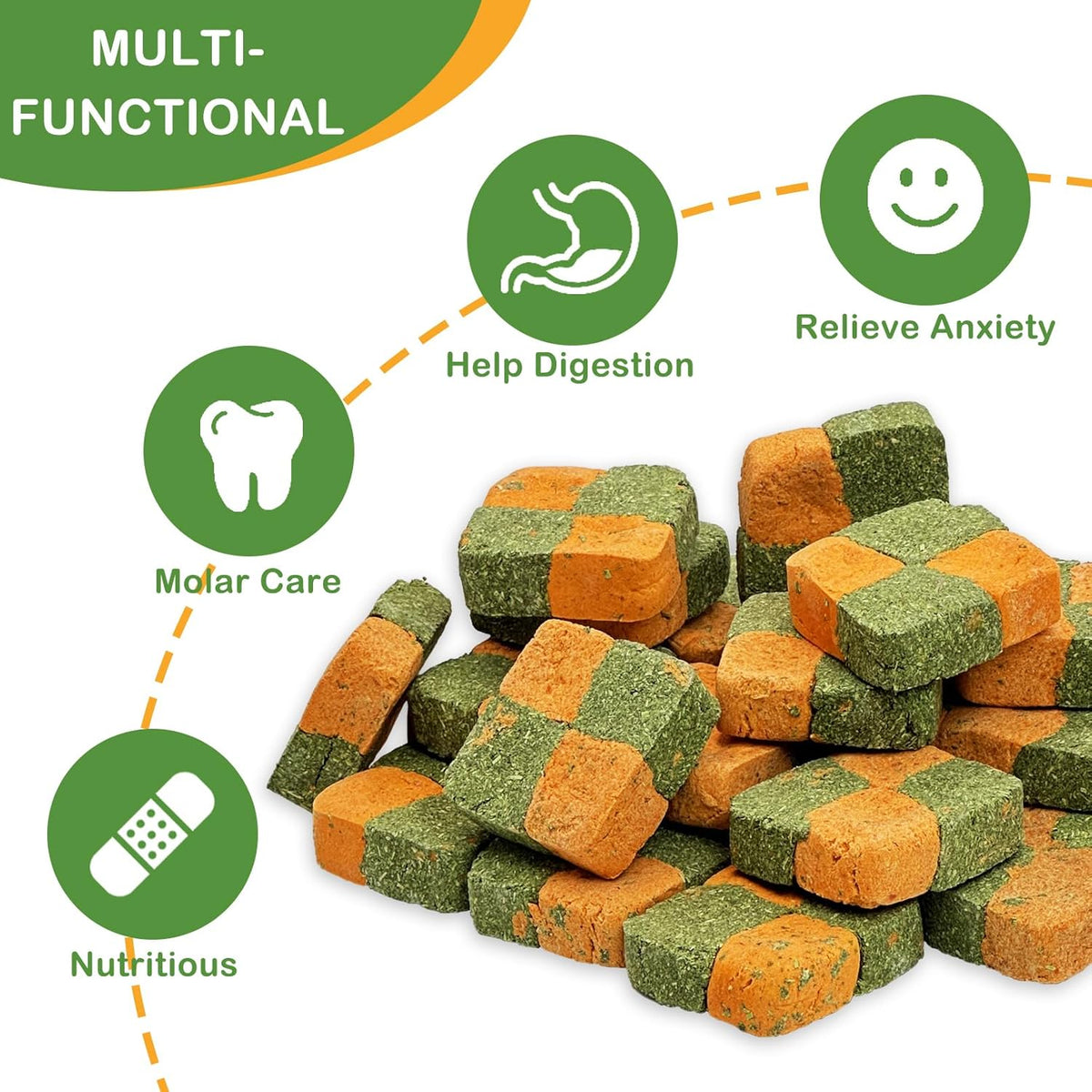 Fhiny 24 PCS Rabbit Chew Toys, Natural Timothy Hay Carrot Biscuit Handmade Bunny Molar Toys for Teeth Small Animal Snacks for Rabbits Guinea Pigs Chinchillas Hamsters Gerbils