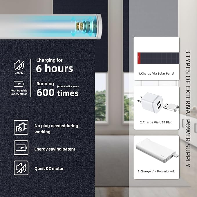 Motorized Roller Shade: 100% Blackout, Electric Blinds