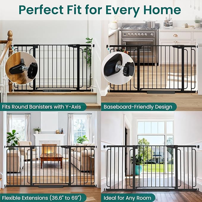 Cumbor Extra Wide Baby Gate, 36.6-69" Walk-Through Dog Gate
