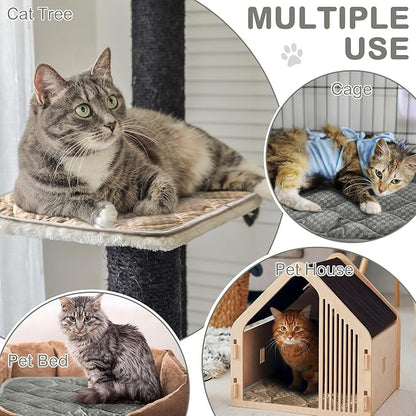 4 Pack Self Warming Cat Mat Self Heating Cat Pad Warm Thermal Pet Bed Washable Dog Crate Pad Body Heat Dog Bed Mat Blanket Non Slip Bottom for Outdoor Indoor Pets