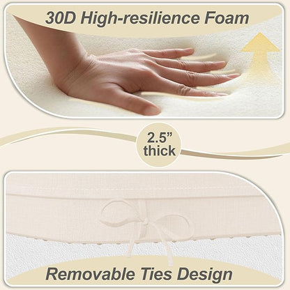 17'' x 16'' x 2.5"Thick Chair Cushions for Dining Chairs, 4 Pack WaterProof Easy Clean Kitchen Chair Pads with Ties and Non-Slip Backing - 30D High Elastic Foam Soft Kitchen Chair Cushions