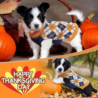 Sanwuta 3 Pieces Thanksgiving Christmas Valentines Day Dog Sweaters Sets Pumpkin Turkey Santa Puppy Dog Clothes Pet Knitwear for Puppy Doggie Cat Pet Costume(Medium)