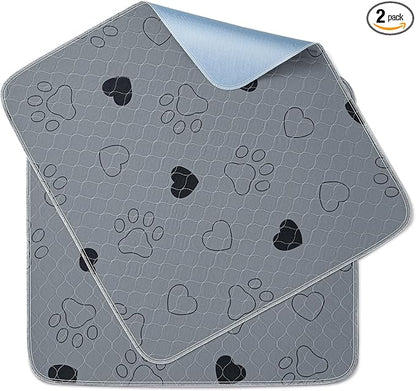 Feandrea Washable Dog Pee Pads, 2 Pack, Reusable Dog Pads, 36 x 34 Inches, M, Waterproof Pet Training Pads, Leakproof, Non-Slip, Super Absorbent, Gray UPTD034G01
