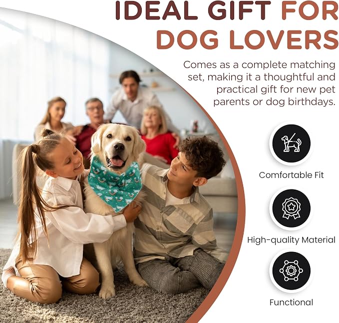 No Pull Harness and Leash Set - 6-in-1 Adjustable Vest Harness and Collars for Medium and Large Dogs. (Tile Unicorn, Medium)