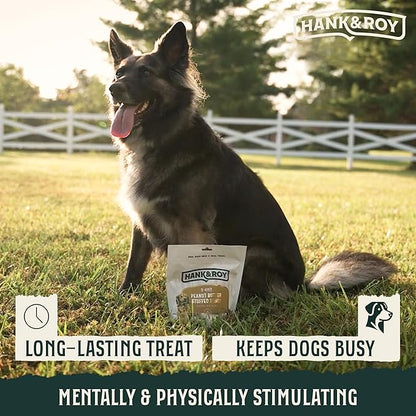 Hank & Roy All-Natural, Peanut Butter Filled Dog Bones, Long Lasting, Engaging Stuffed Shin Bones for Dogs, Individually Wrapped for Odor Control and Freshness