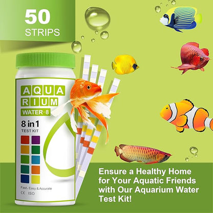 AAwipes 8-in-1 Aquarium Test Kit for Fish Tanks - Quick & Accurate Water Testing Strips for Aquariums & Ponds. Tests pH, Ammonia, Alkalinity, Hardness, Chlorine, etc. (K02-50)