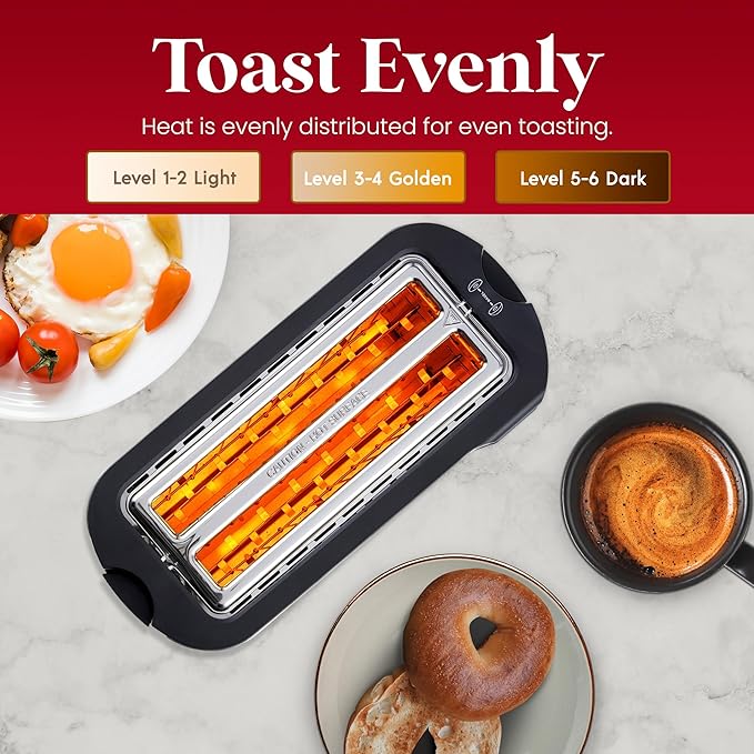 Elite Gourmet ECT5322 Long Slot 4 Slice Toaster, Countdown Timer, Bagel