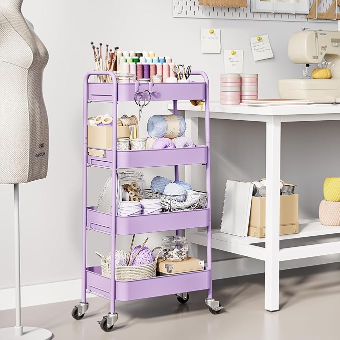 TOOLF 4-Tier Metal Rolling Cart