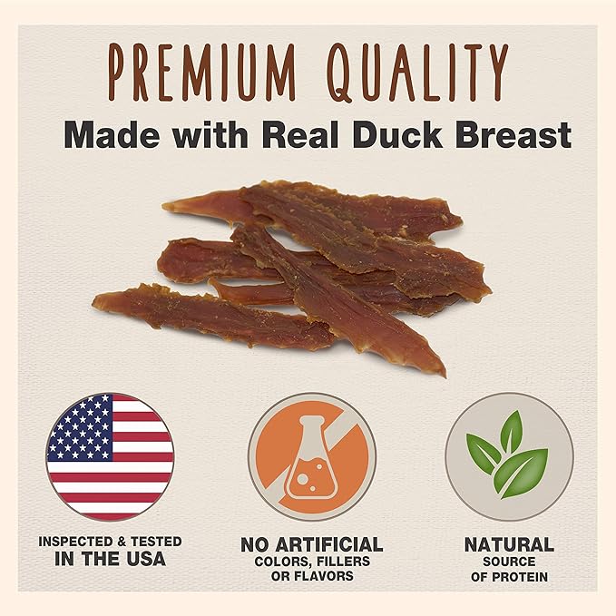 Cadet Gourmet Duck Breast Jerky Dog Treats, Healthy, Long-Lasting High-Protein Training Treats for Small & Large Dogs, 28 oz.