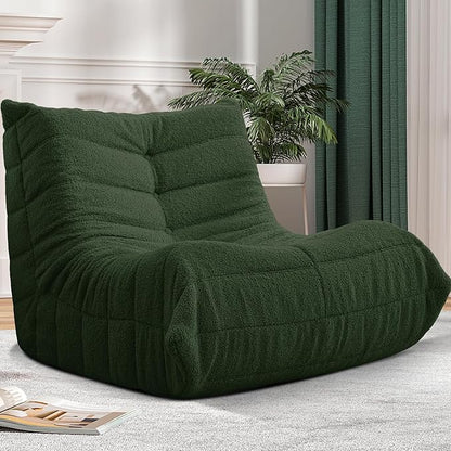 Bean Bag Chair Big Sofa Beanbag Chair for Adults Fireside Chair Bean Bag Lounger with Memory Foam Filled for Home,Apartment or Gaming Venue(Green Teddy)