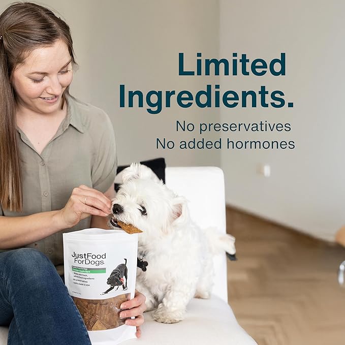 JustFoodForDogs Healthy Dog Treats, Limited-Ingredient, Chicken Apple Bark, Made in The USA, 5 oz