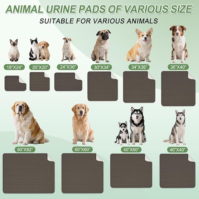 Washable Pee Pads for Dogs Puppy Pad, Coffee 60”x60” 1 Pack | High Absorbent Dog Pee Pad Leak Proof Cat Rugs, Reusable Non Slip Pet Mat, Wee Wee Pads for Training, Crate and Floor