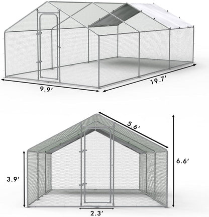 LEMBERI Metal Large Chicken Coop, Spire Shape Walk-in Poultry Chicken Hen cage, Rabbits Duck Cages with Waterproof and Anti-Ultraviolet Cover for Outside,Backyard and Farm