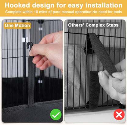 Tresbro Guinea Pig Cage with Top Cover & 12 Panels, Triple Fixing Measures Small Animal Playpen with Waterproof PVC Liner & One-Motion Hooks, 48 x 24 x 16 C&C Grids Cage for Bunny, Hedgehog, Hamster