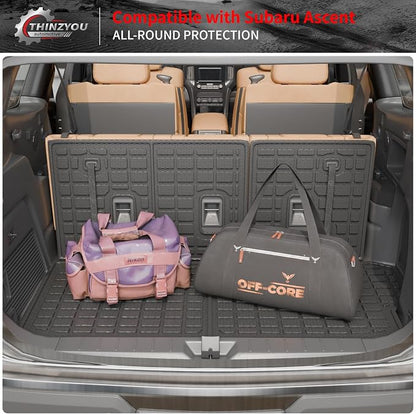Cargo Mat Compatible with 2019-2025 2026 Subaru Ascent Cargo Liner Trunk Liner TPE Back Seat Cover Protector 2023 Ascent Accessories (Fit 7&8 Seats, Trunk Mat+3rd Row Backrest Mats)