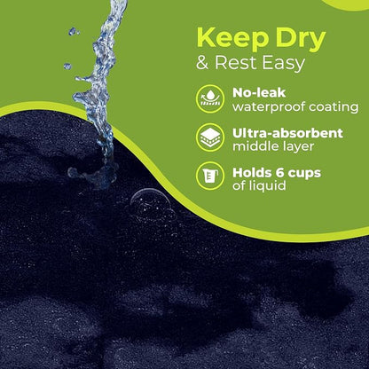 PeapodMats Bedwetting Waterproof Bed Mat, Reusable 3x5 Navy Blue | Washable reusable bed mat for bedwetting, incontinence, kids, adults, pets, and mattress protection.