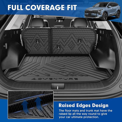 Mixsuper Cargo Liner for 2026 Kia Sportage Hybrid Only, 5-Seat All Weather Cargo Mat with Backrest Mats TPE Back Seat Cover Protector