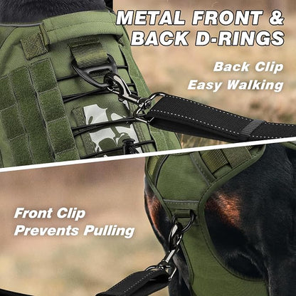 WINGOIN Tactical Dog Harness for Large Dogs,No Pull Heavy Duty Dog Harness | with Handle,Adjustable Reflective,Green Military K9 Style,Big Size Dog Vest,for German Shepherd,for Walking Hiking Hunting