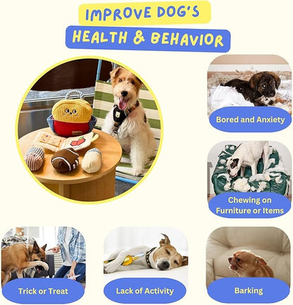 Squeaky Plush Dog Toys, 5-in-1 Crinkle Backpack Puppy Toys to Keep Busy, Cute Stuffed Hide & Seek Cognitive for Small Dogs, Teething, Boredom Relief & Birthday Gift