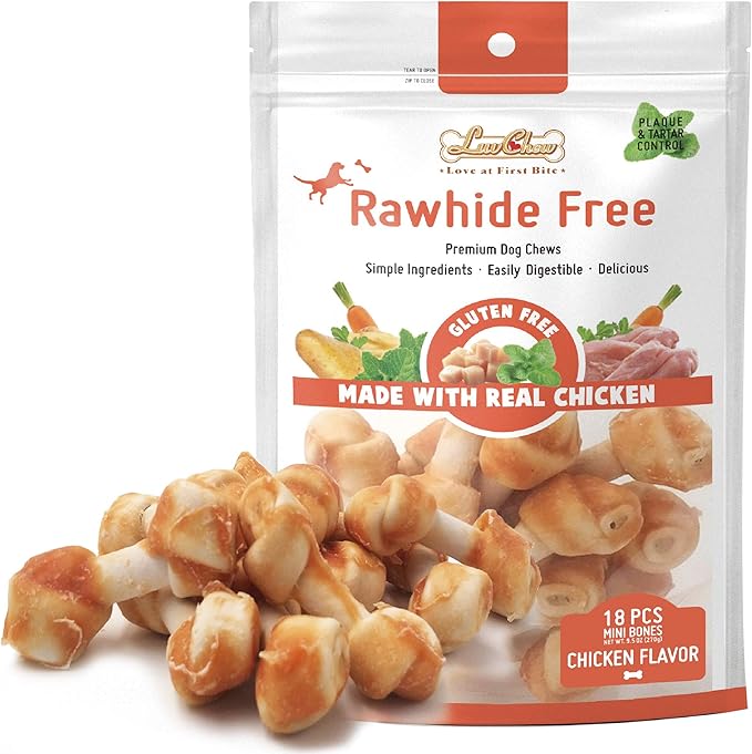 Premium Dog Chew Bones, Made with Real Chicken, Rawhide Alternative, Made with Limited Ingredients, Highly Digestible (Mini 18pcs/Pack)