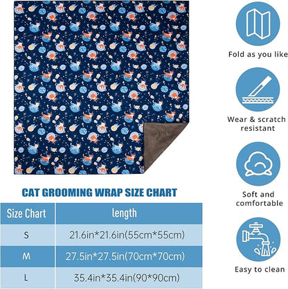 Cat Grooming Wrap,Anti-Escape Cat Wrap for Grooming,Self-Adherent Soft Cat Blanket to Wrap,Anti-Bite,Clip Nails,Anti-Scratch,Cat Calming Wrap,Cat Burrito Wrap,Swaddle Wrap Pet Tool