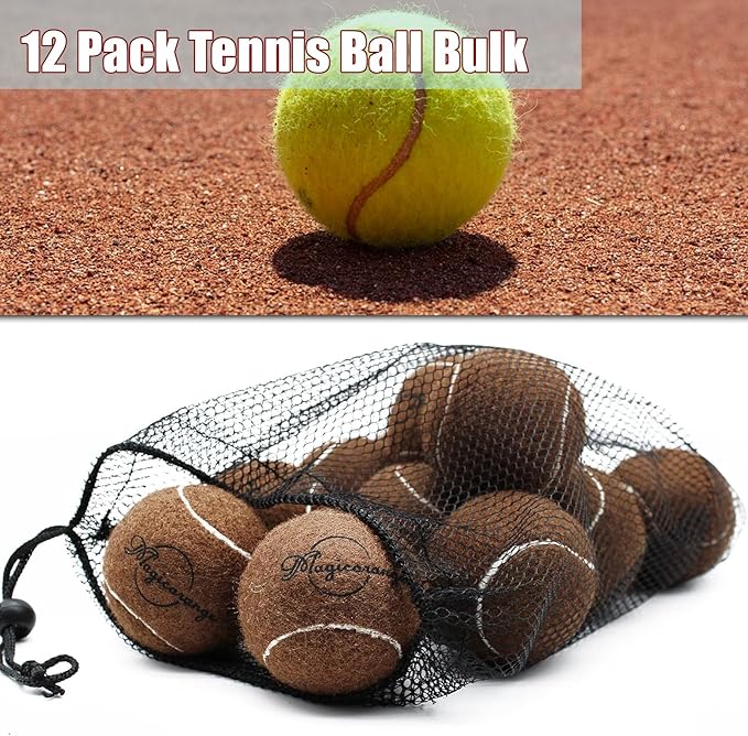 Magicorange Tennis Balls, 12 Pack Advanced Training Tennis Balls Practice Balls, Come with Mesh Bag for Easy Transport, Good for Beginner Training Ball