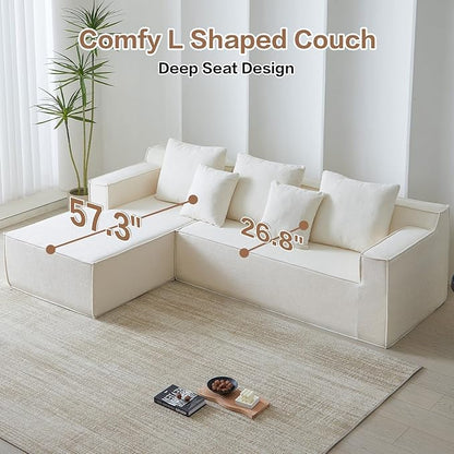 Boneless Couch, Memory Foam Couch in a Box, 101" Modular Sectional Couches Velvet Fabric, Modern Sofa with Deep Seat, Compressed Sofa for Living Room, Bedroom