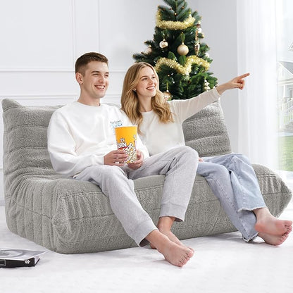 Bean Bag Loveseat Chair Big Sofa Beanbag Chair for Adults Fireside Chair Bean Bag Lounger with Memory Foam Filled for Home,Apartment or Gaming Venue（LGY Teddy）